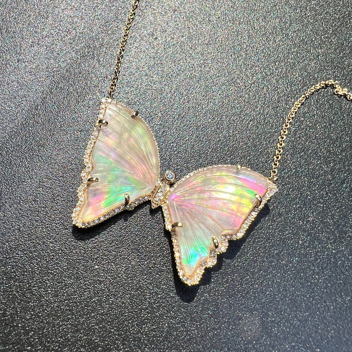  Large Pearl and Quartz Butterfly Necklace with Diamonds