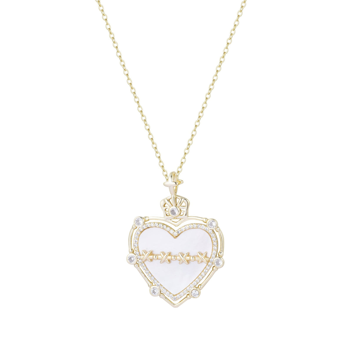 large sacred heart necklace with pearl