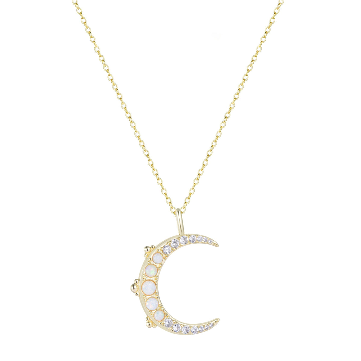 large white opal crescent moon necklace
