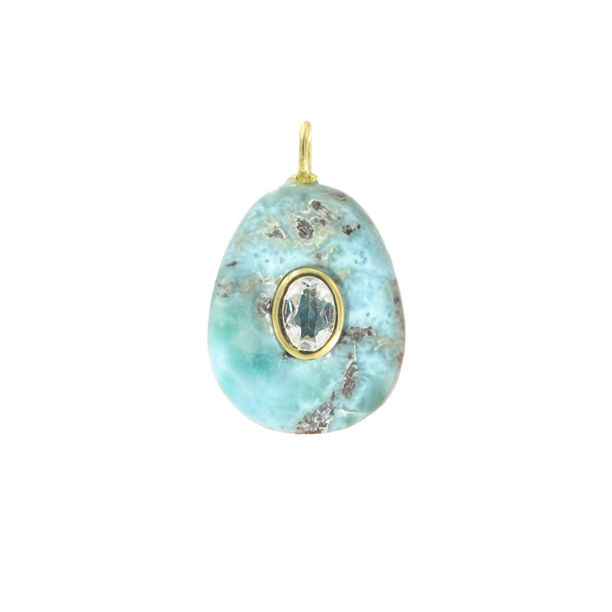 Larimar Gemstone Pendant With Topaz