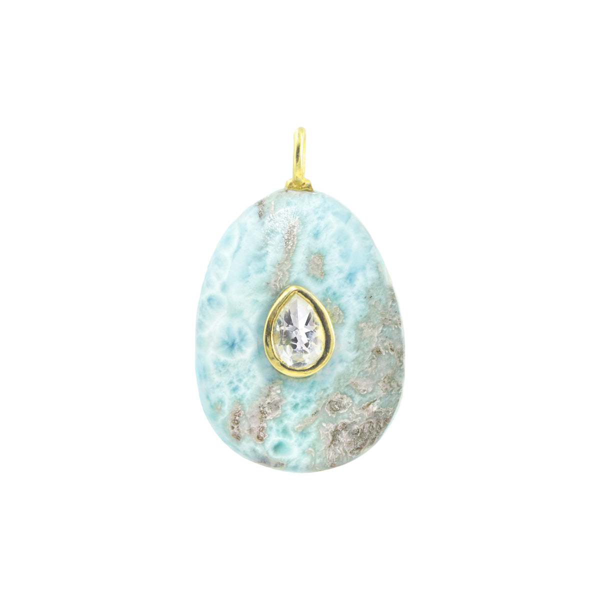 Larimar gemstone pendant with white topaz
