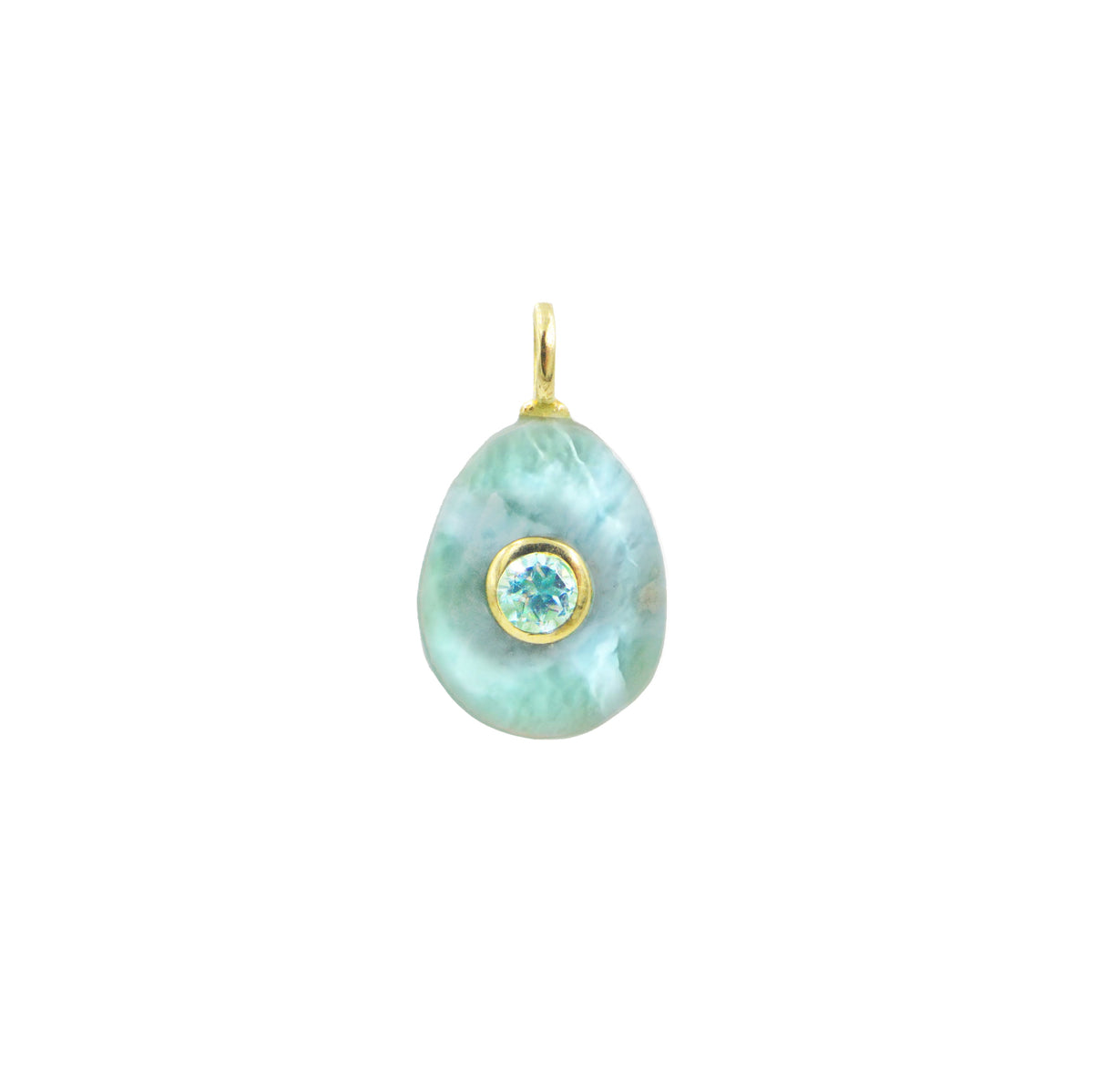 Larimar Gemstone Pendant With Topaz Small Pear
