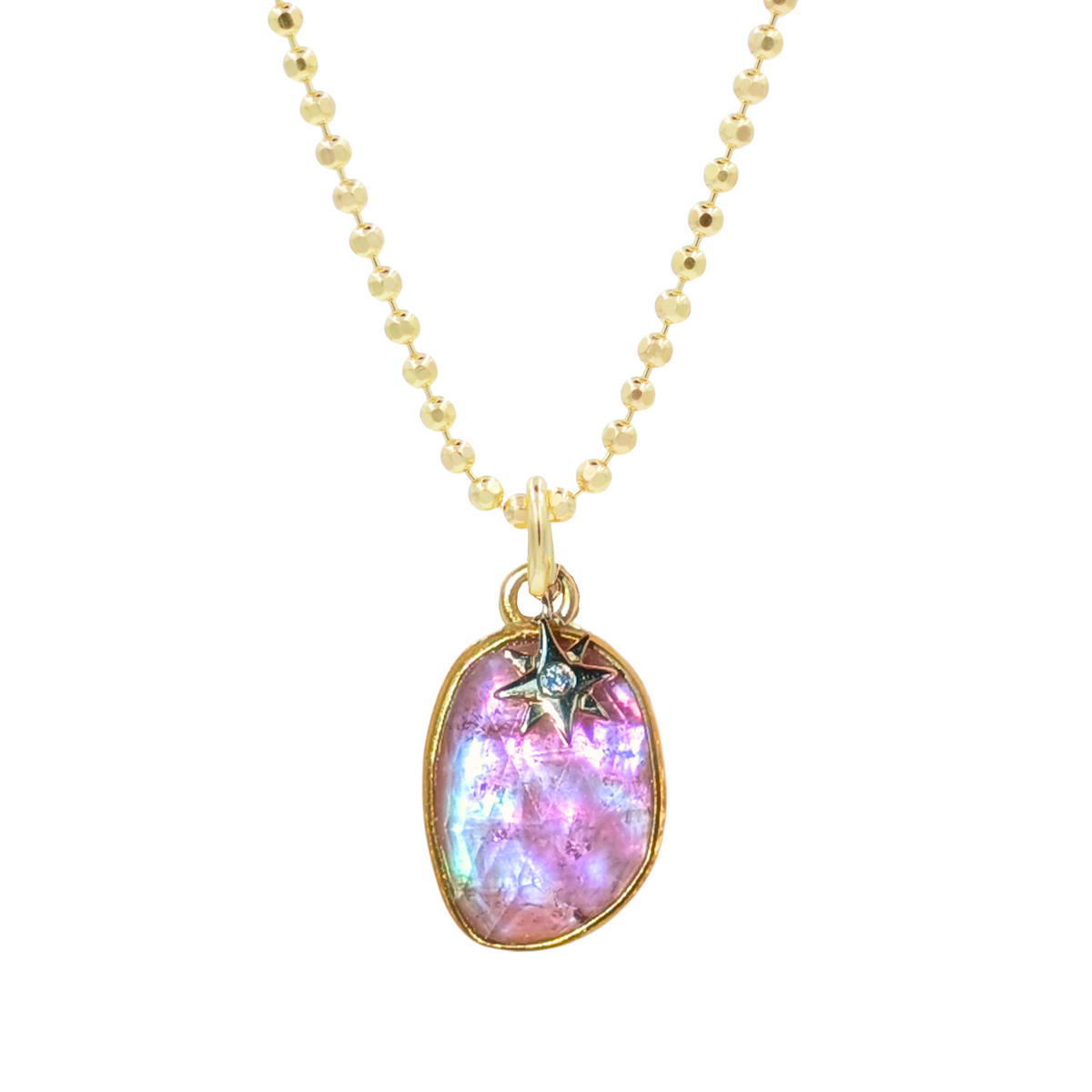 Sunset Tourmaline Necklace with Diamond Star Charm