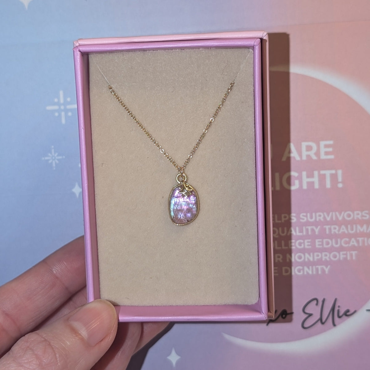 Sunset Tourmaline Necklace with Diamond Star Charm