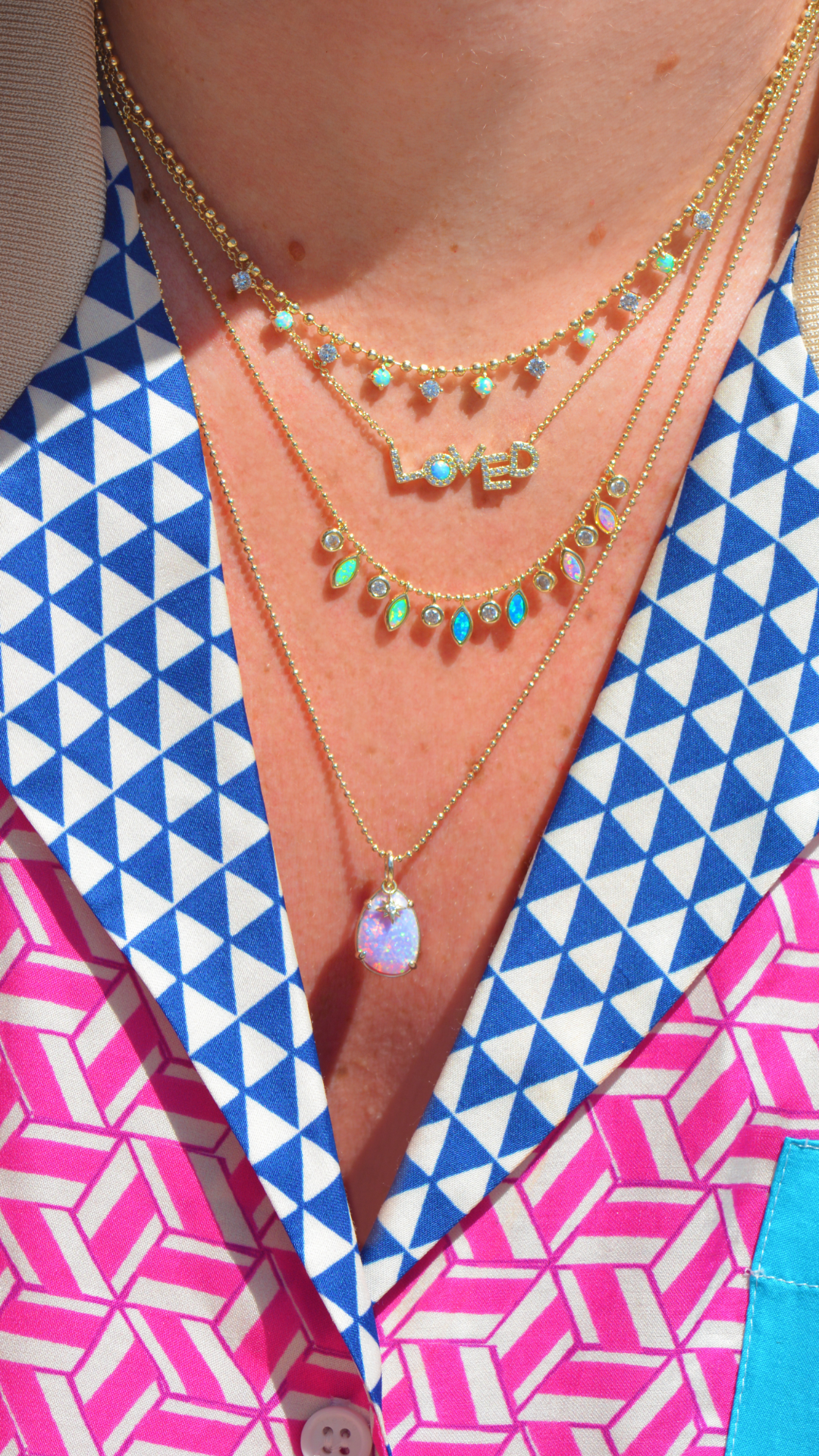 Lights in the Milky Way Opal Necklace on Ball Chain - Large