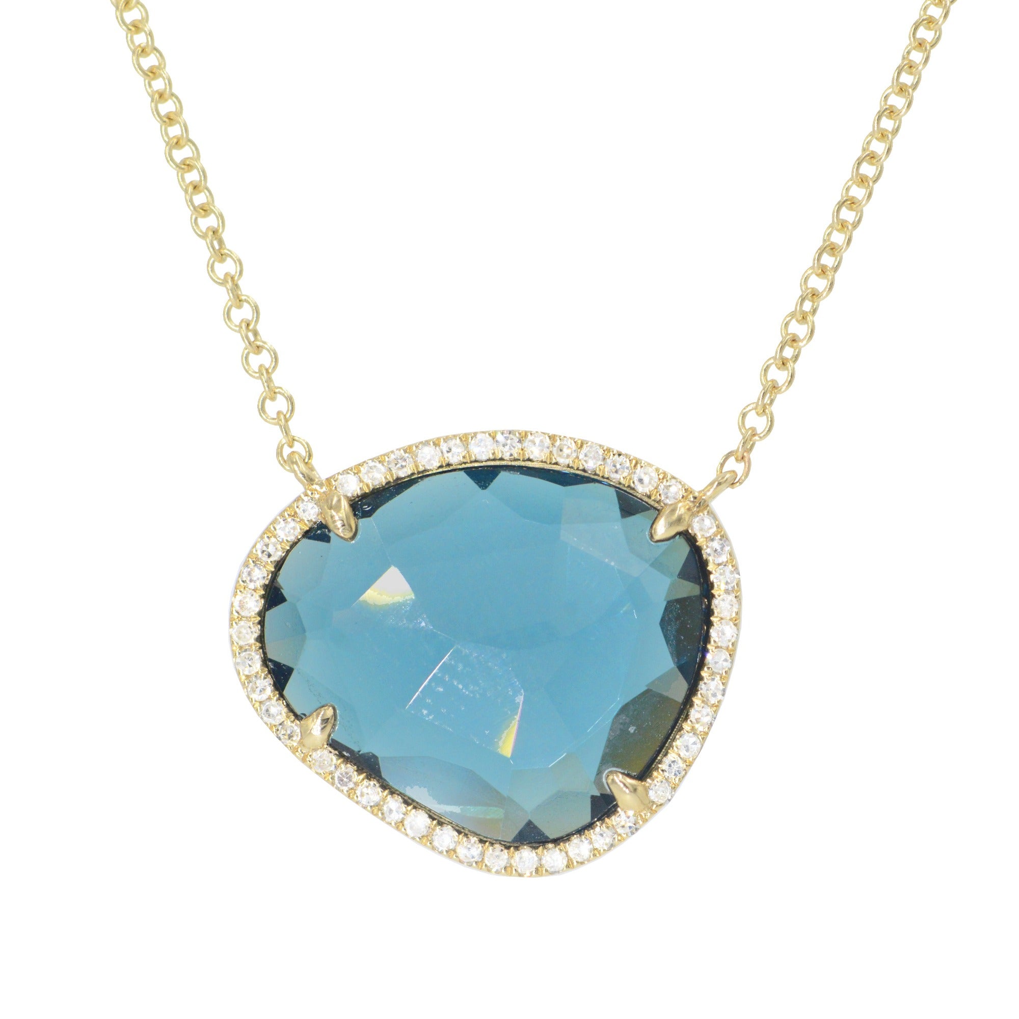London Blue Topaz & White Lab-Created Sapphire Necklace Sterling Silver 18