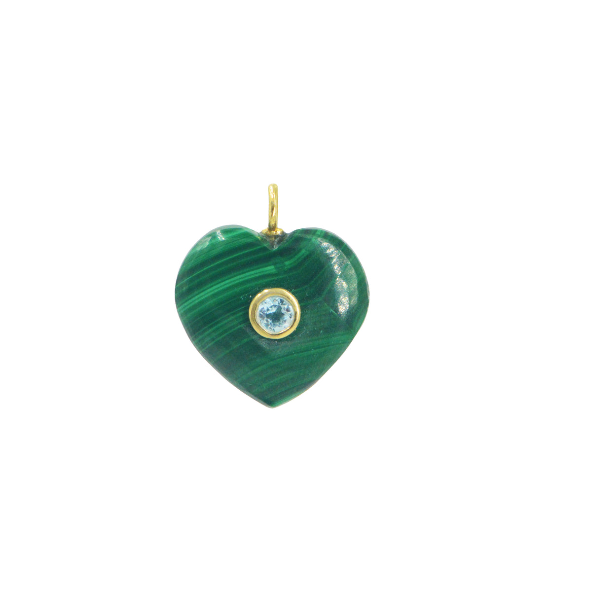 Malachite Gemstone Pendant With Topaz Heart