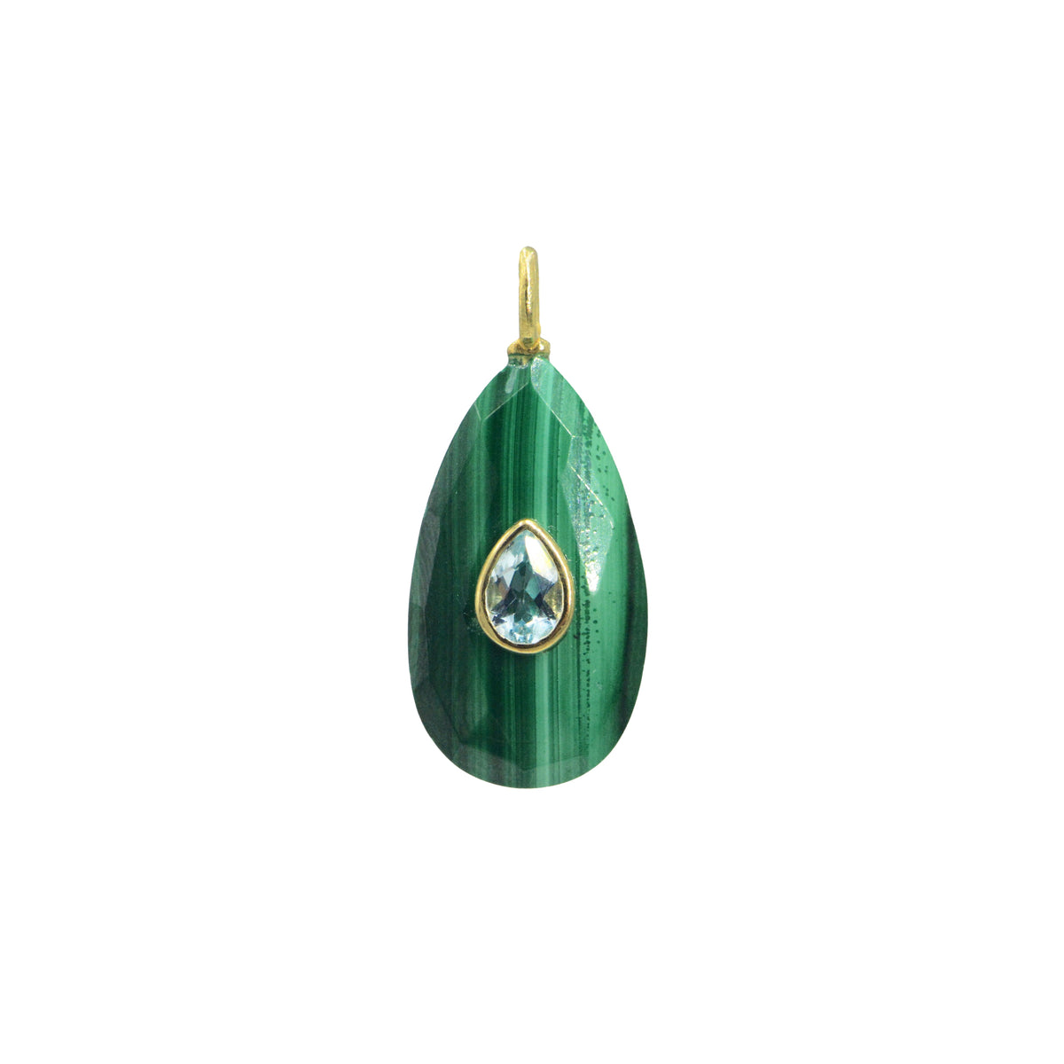 Malachite Pendant and Raya Gemstone Necklace Medium Pear