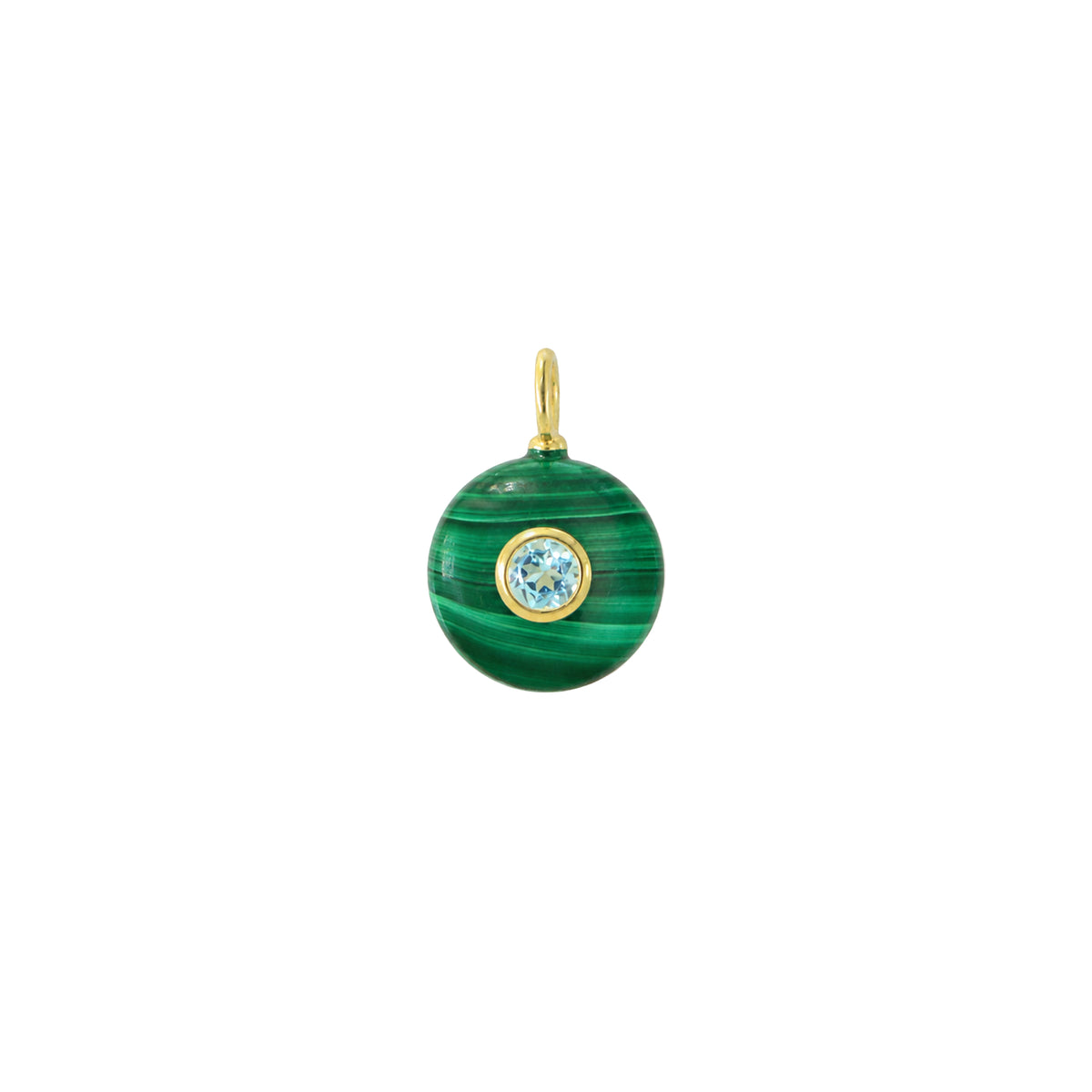 Malachite Gemstone Pendant With Topaz Mini Coin