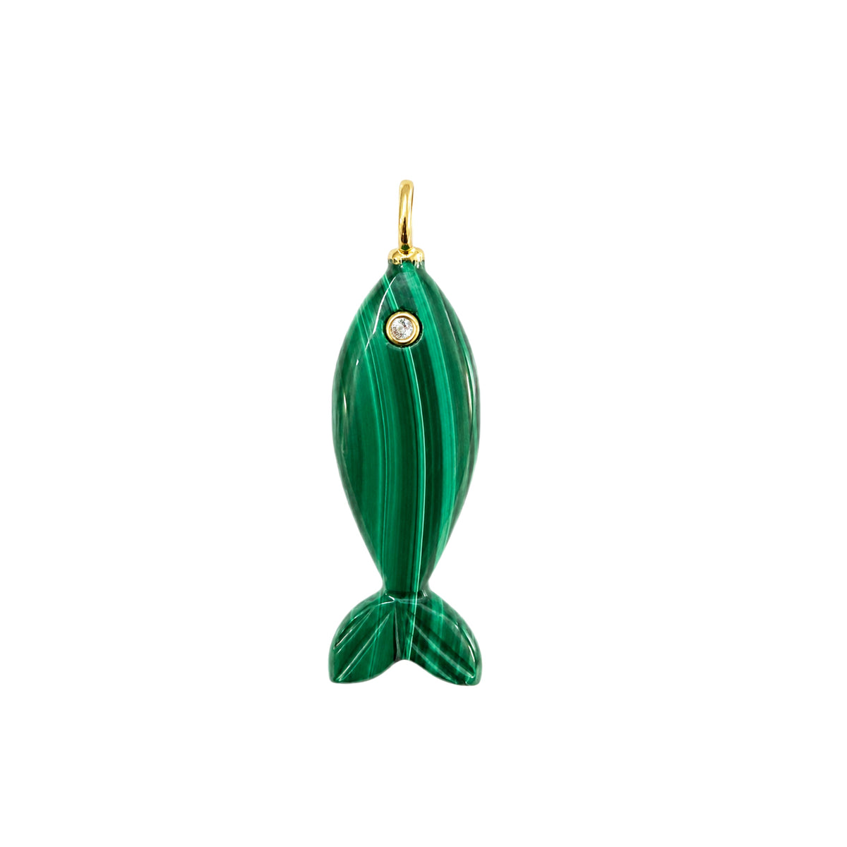Mini Fish Gemstone Pendant With Topaz Malachite