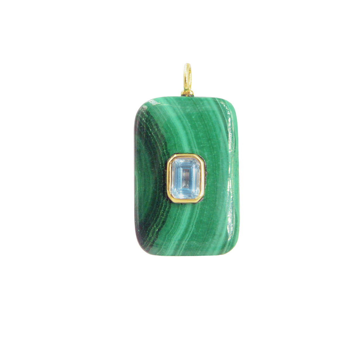 Malachite Gemstone Pendant With Topaz Large Rectangle
