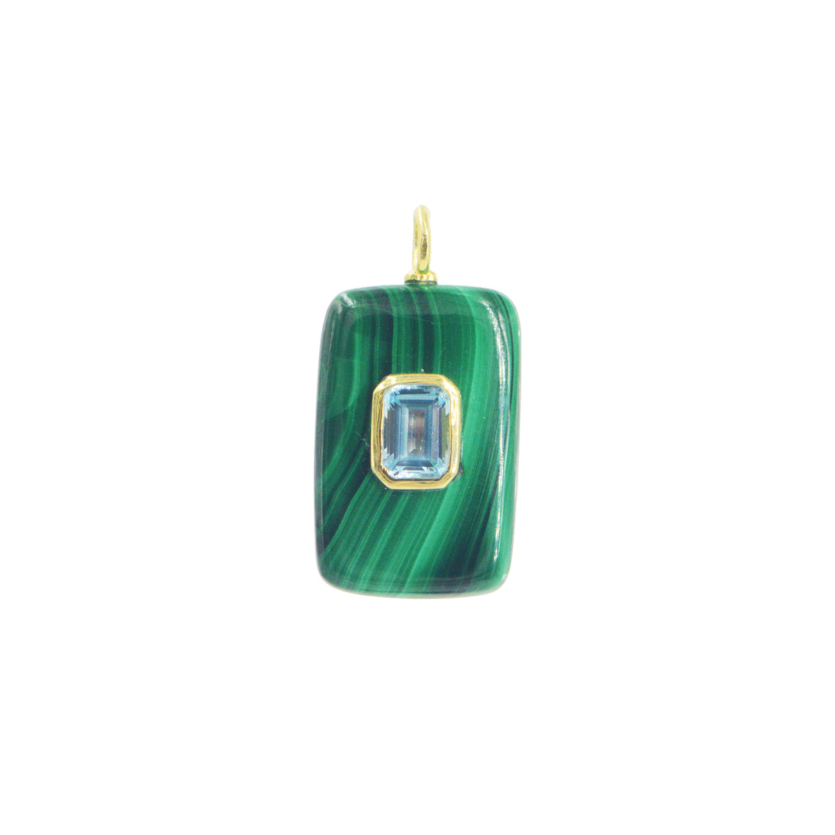 Malachite Gemstone Pendant With Topaz Medium Rectangle