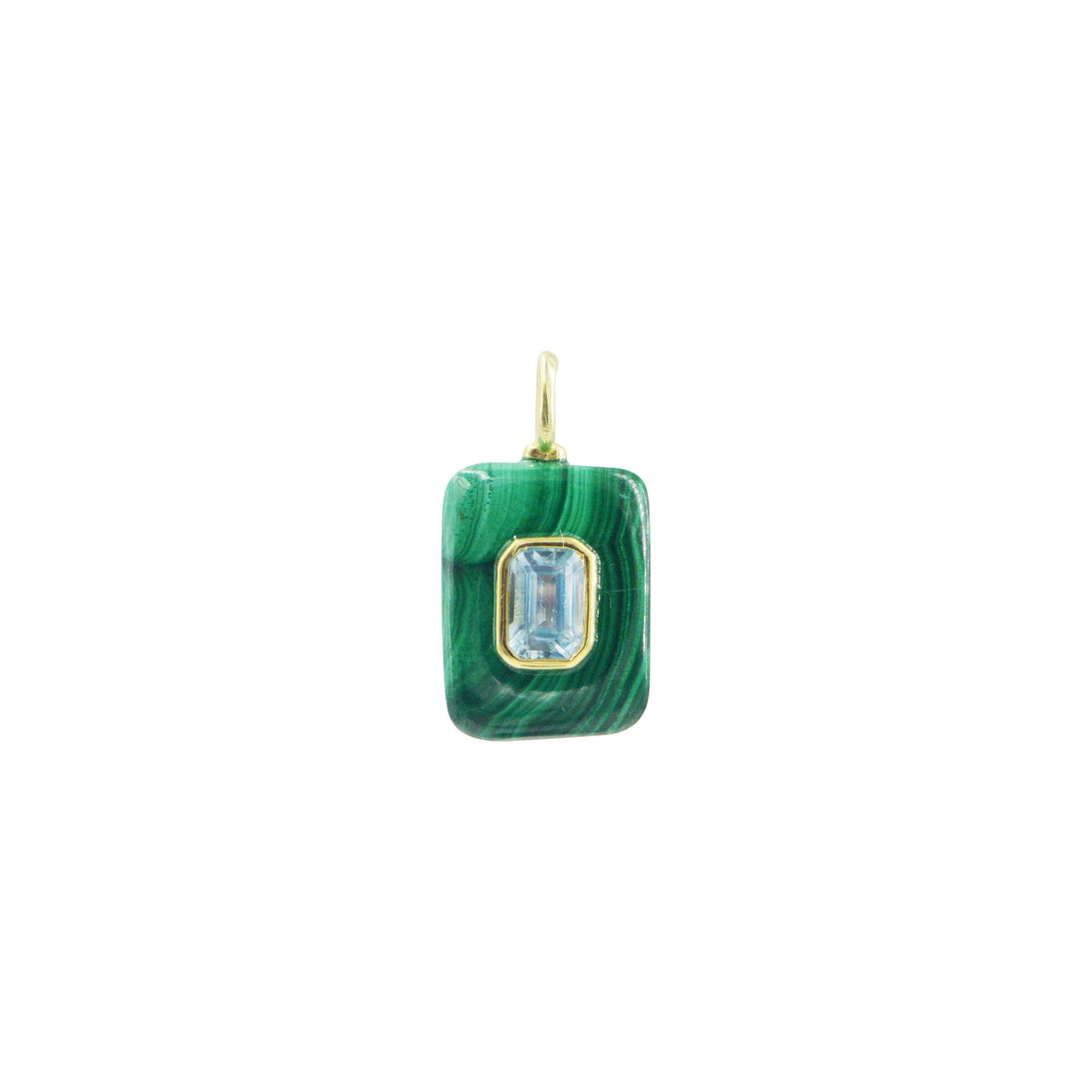 Malachite Gemstone Pendant With Topaz Small Rectangle