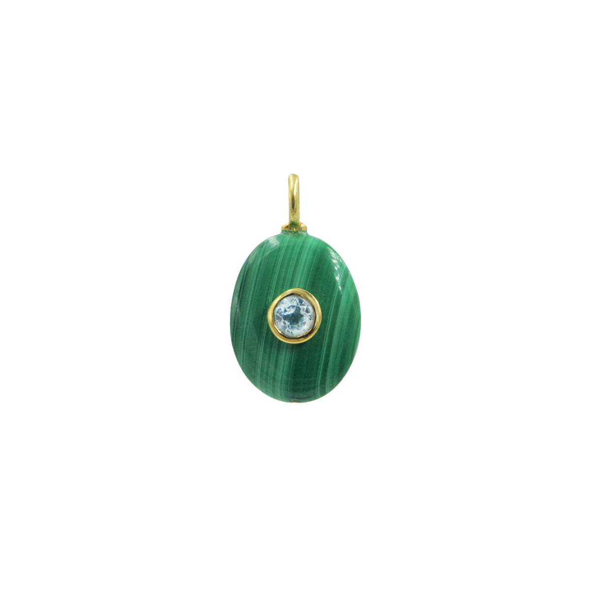 Malachite Pendant and Raya Gemstone Necklace Small Oval