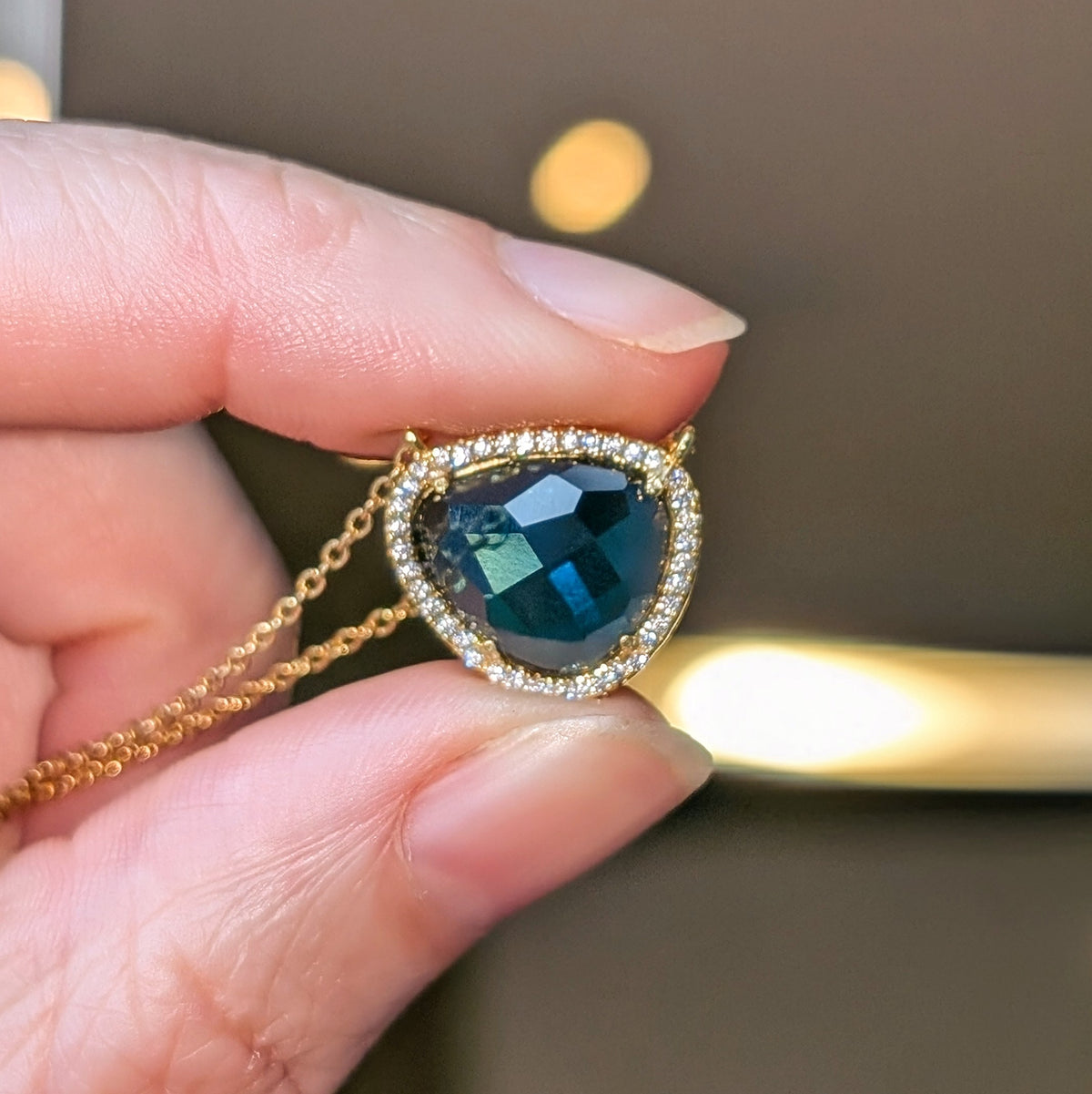 Marina Lab Created Gemstone Necklace With Crystals London Blue