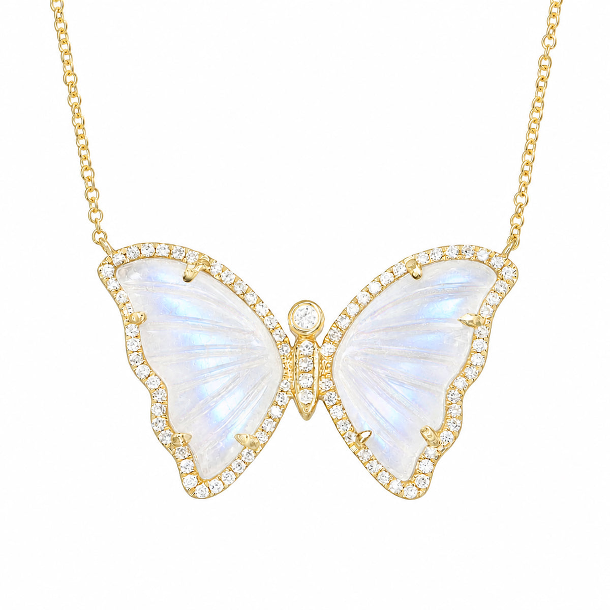 Moonstone Diamond Butterfly Necklace