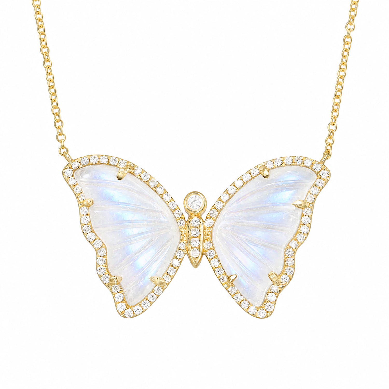 Moonstone Diamond Butterfly Necklace