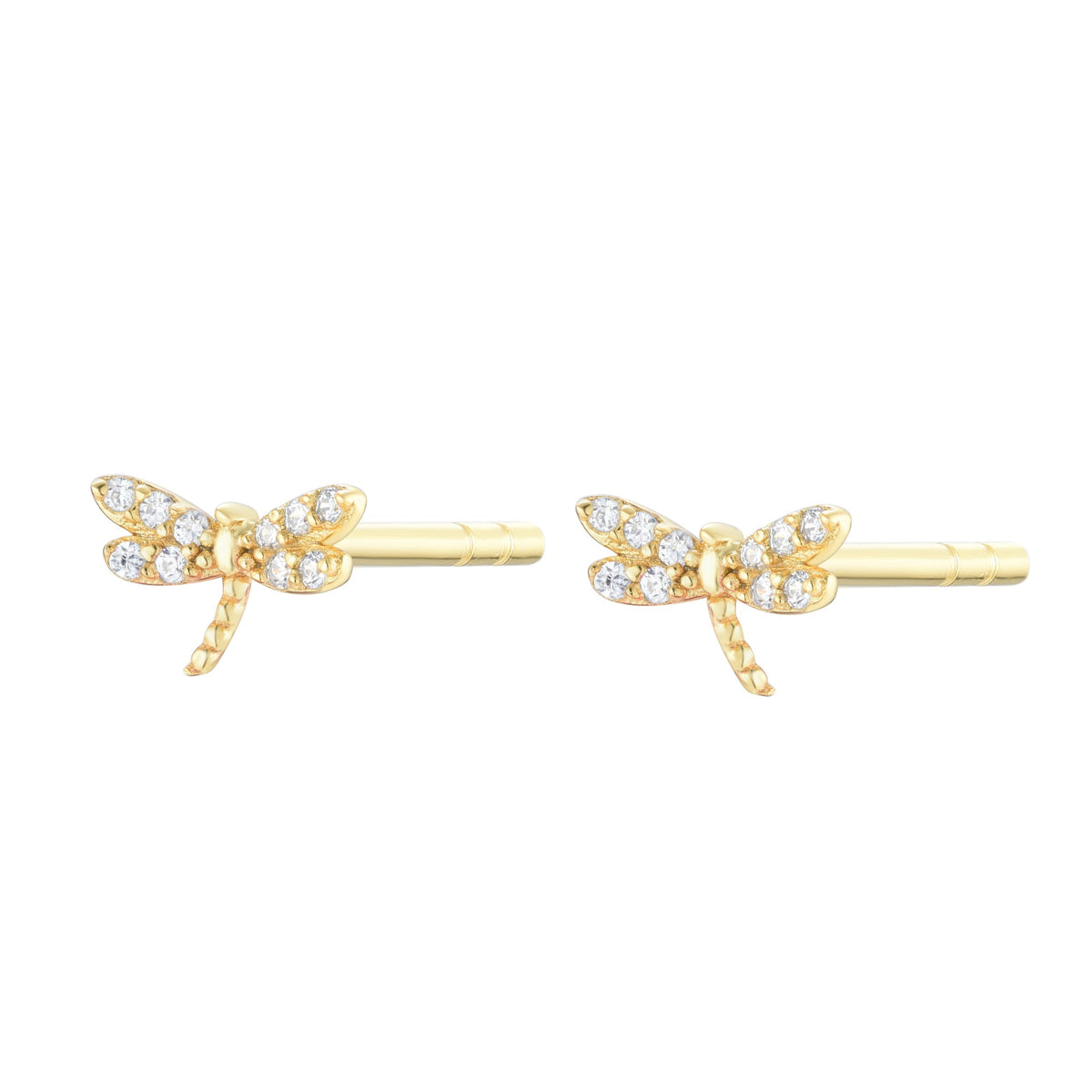 mini dragonfly stud earrings gold