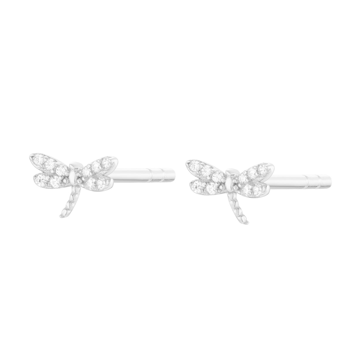 Dragonfly Stud Earrings with Crystals