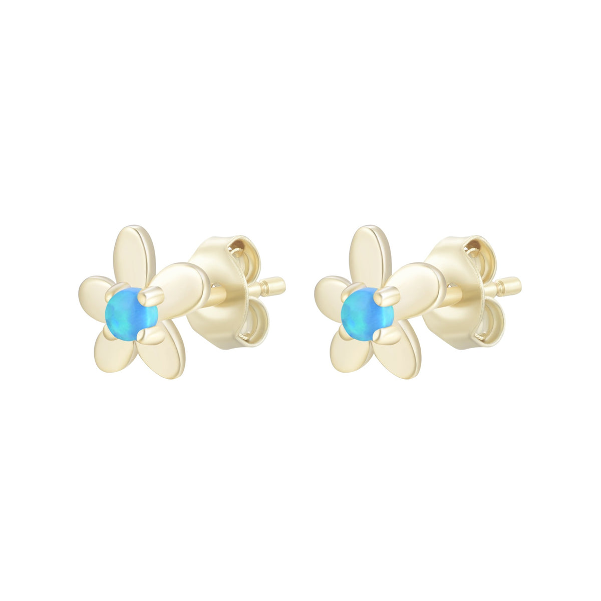 mini flower stud earrings with opal blue green