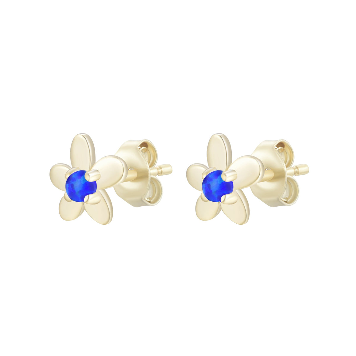 mini flower stud earrings with opal indigo