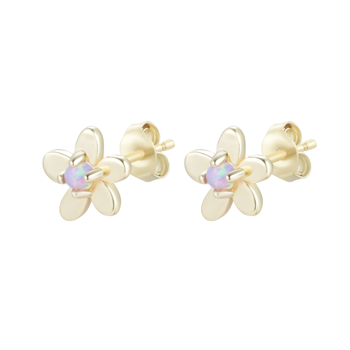 mini flower stud earrings with opal lavender