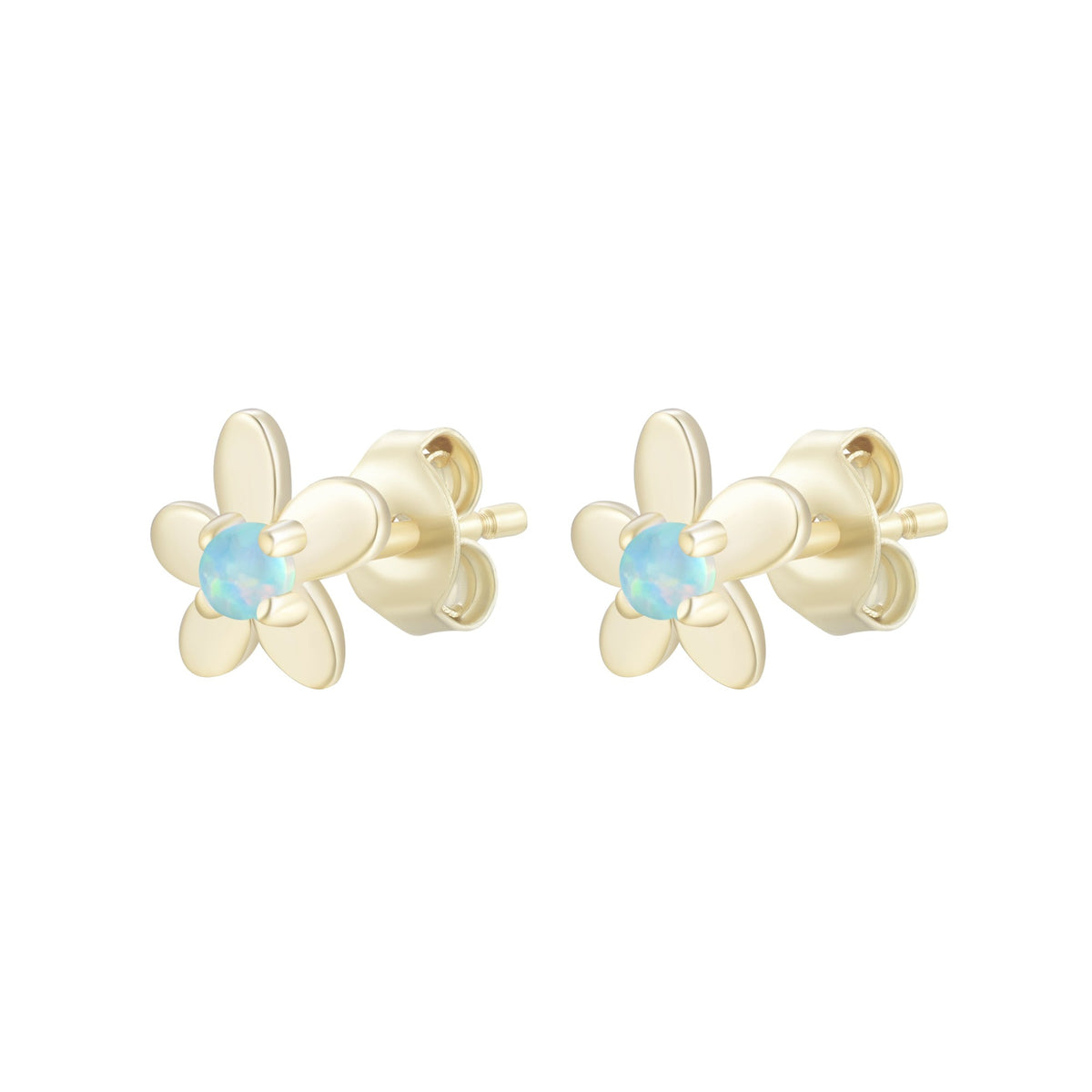 mini flower stud earrings with opal light green