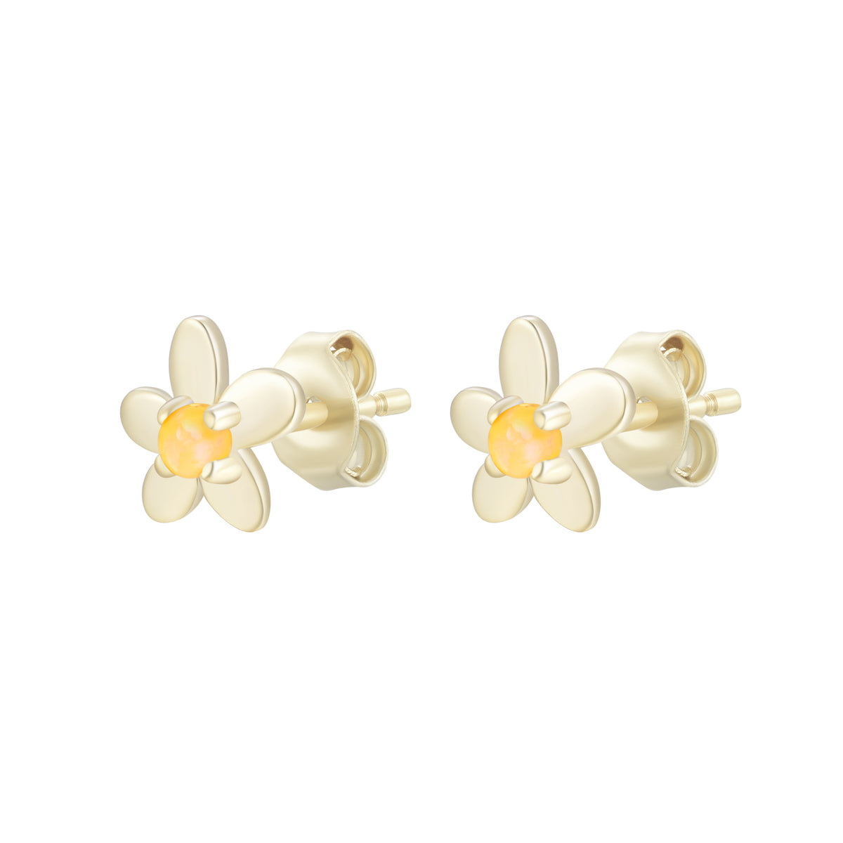 mini flower stud earrings with opal tangerine