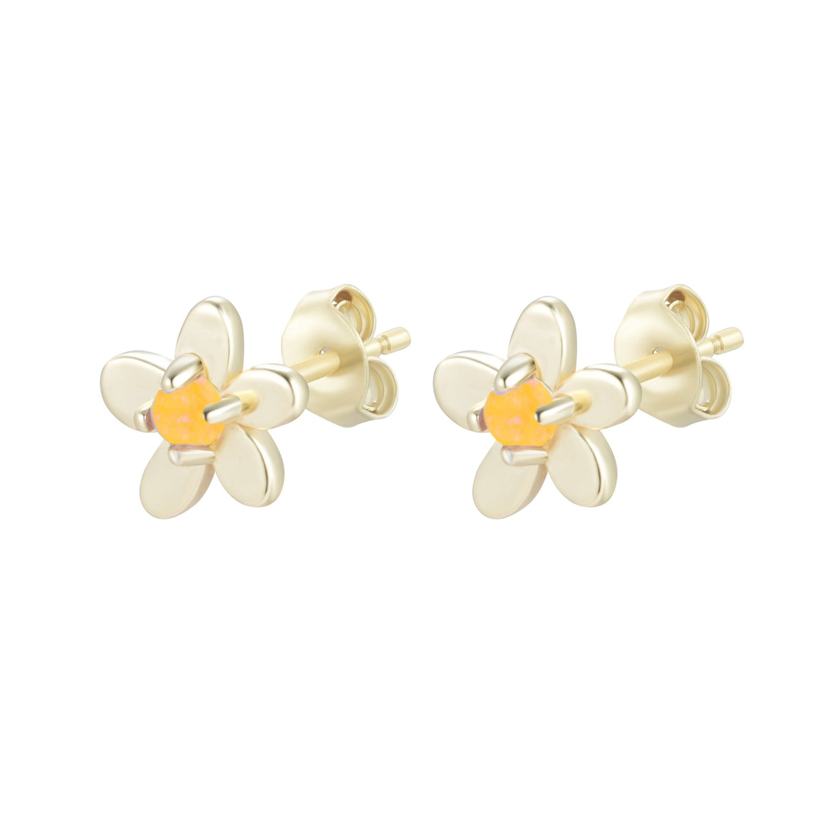 mini flower stud earrings with opal tangerine