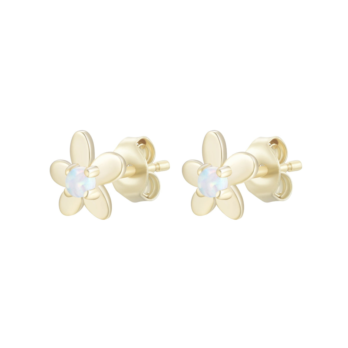 mini flower stud earrings with opal white