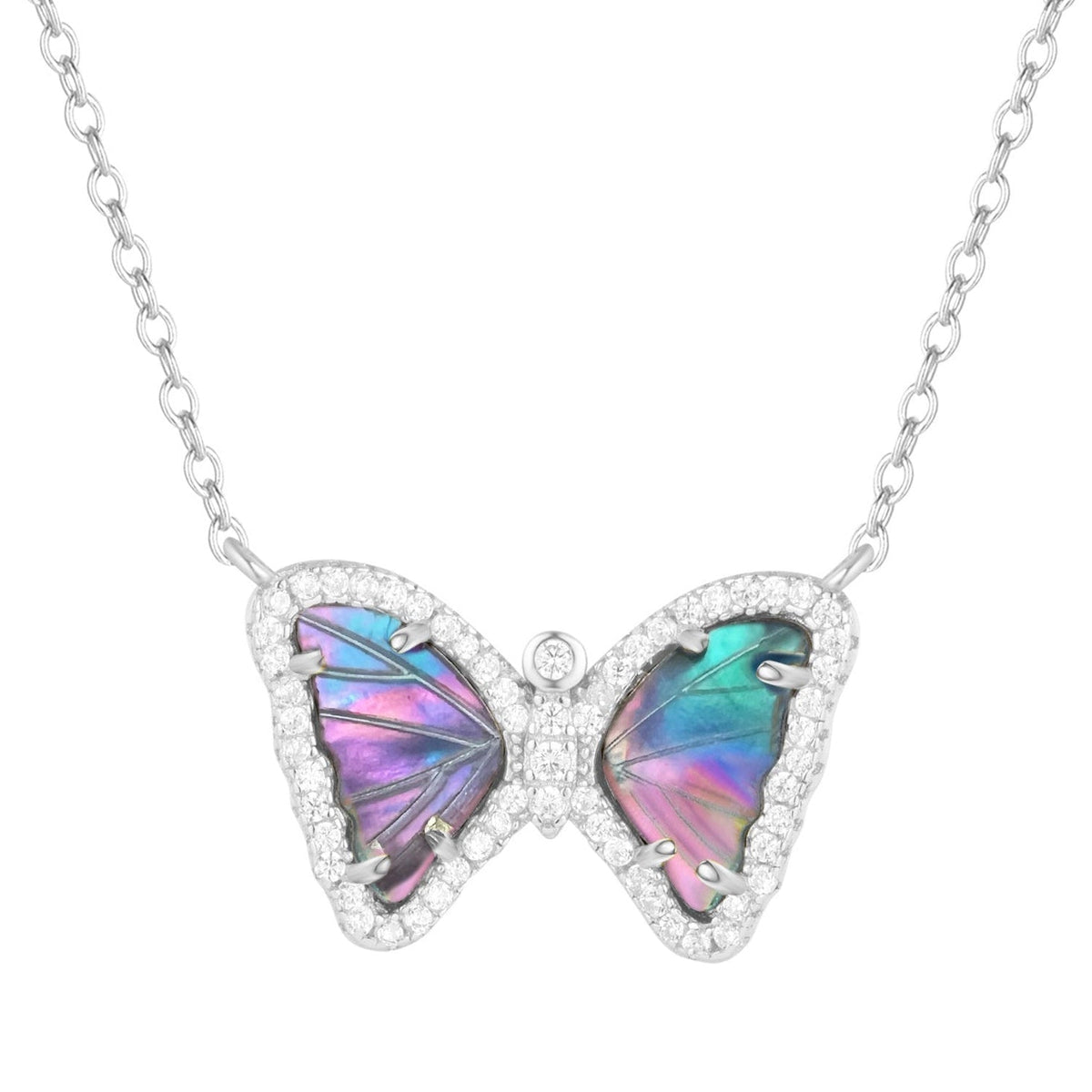 mini mother of pearl butterfly dark pearl silver