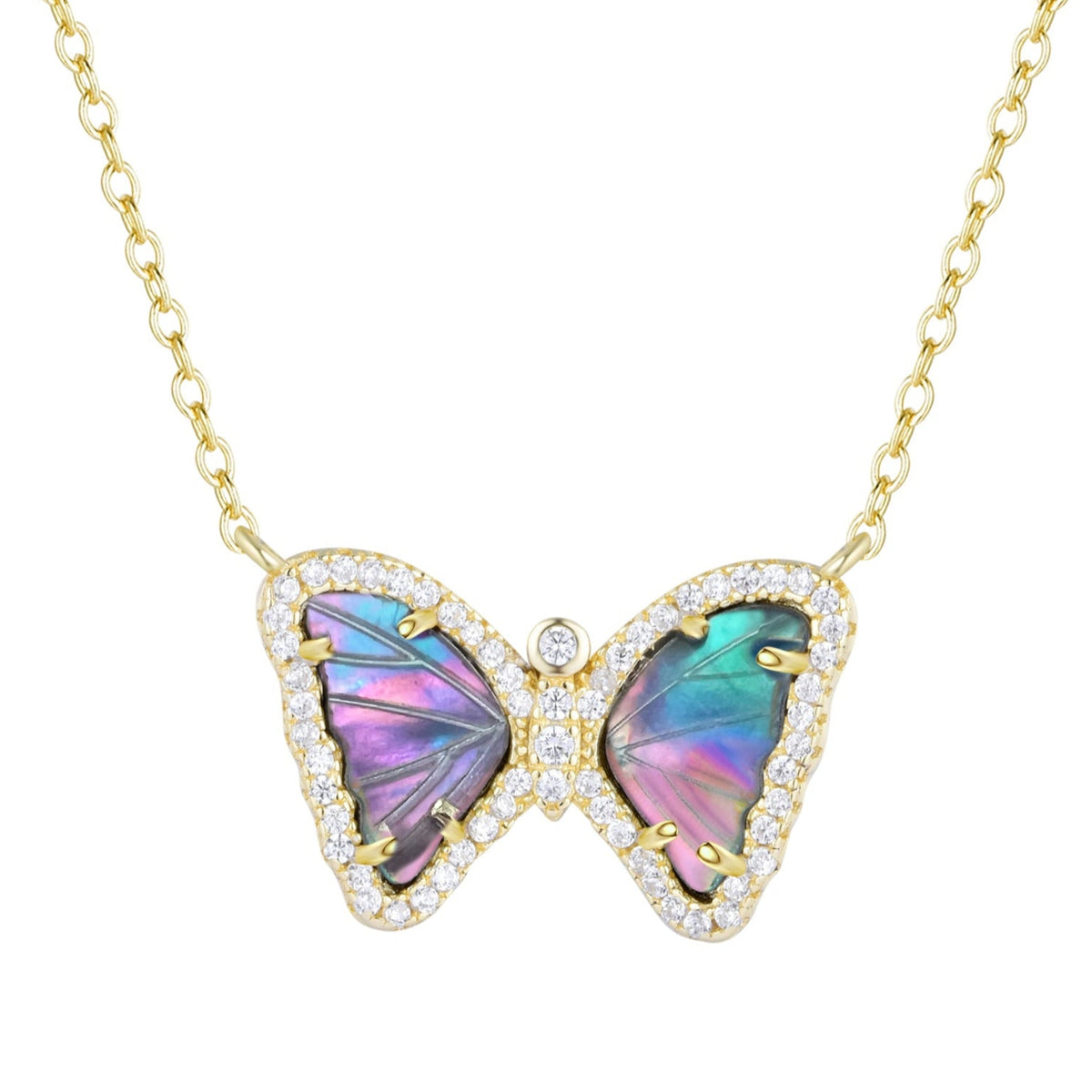 Mini Mother-of-Pearl Butterfly Necklace Dark Mother of Pearl