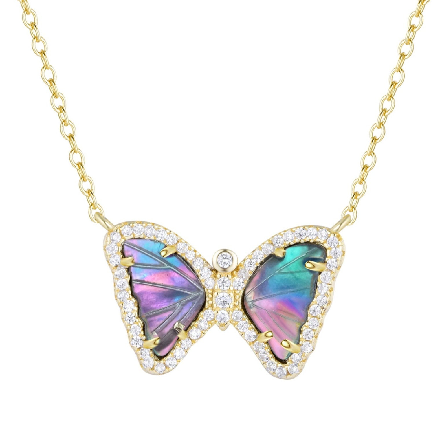 Mini Mother-of-Pearl Butterfly Necklace Dark Mother of Pearl