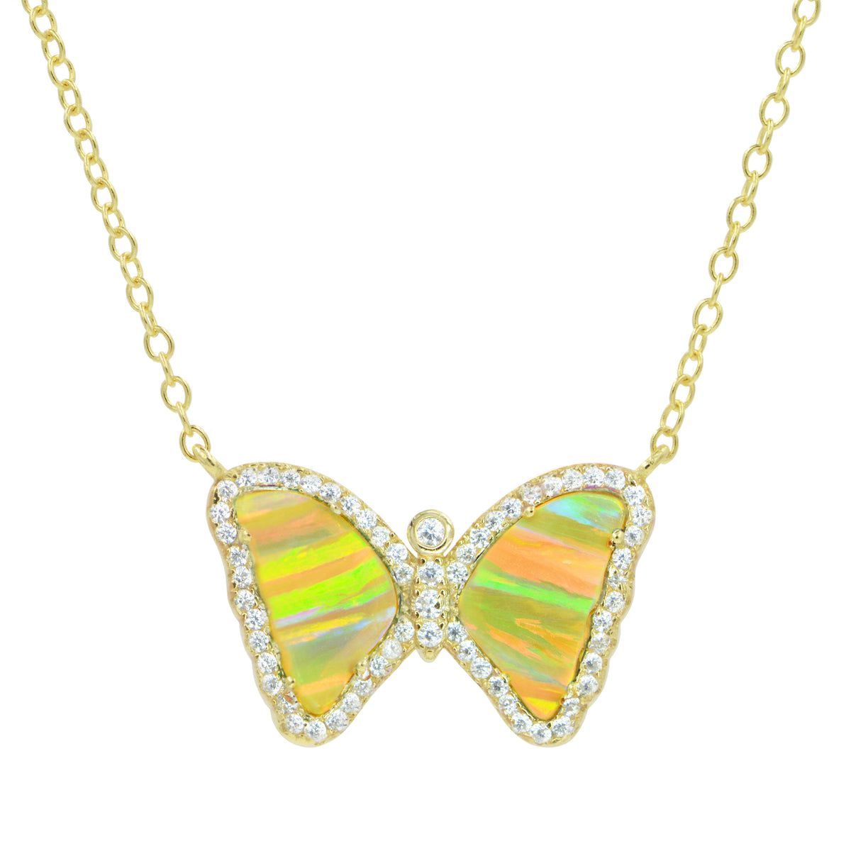 mini opal butterfly necklace yellow opal gold