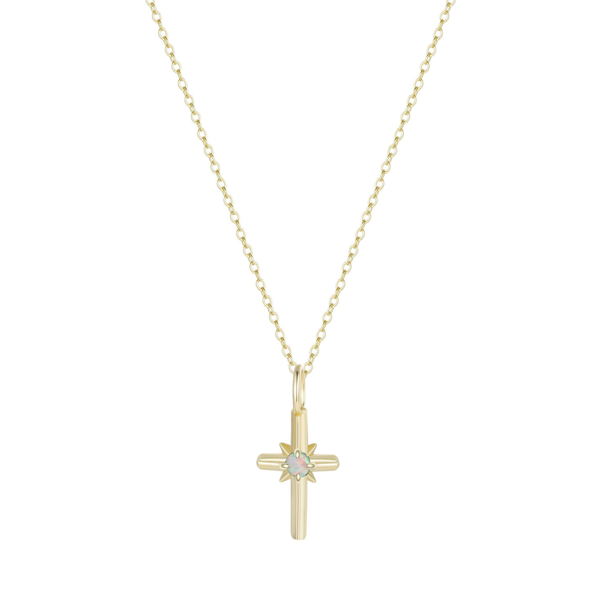 mini opal cross charm necklace