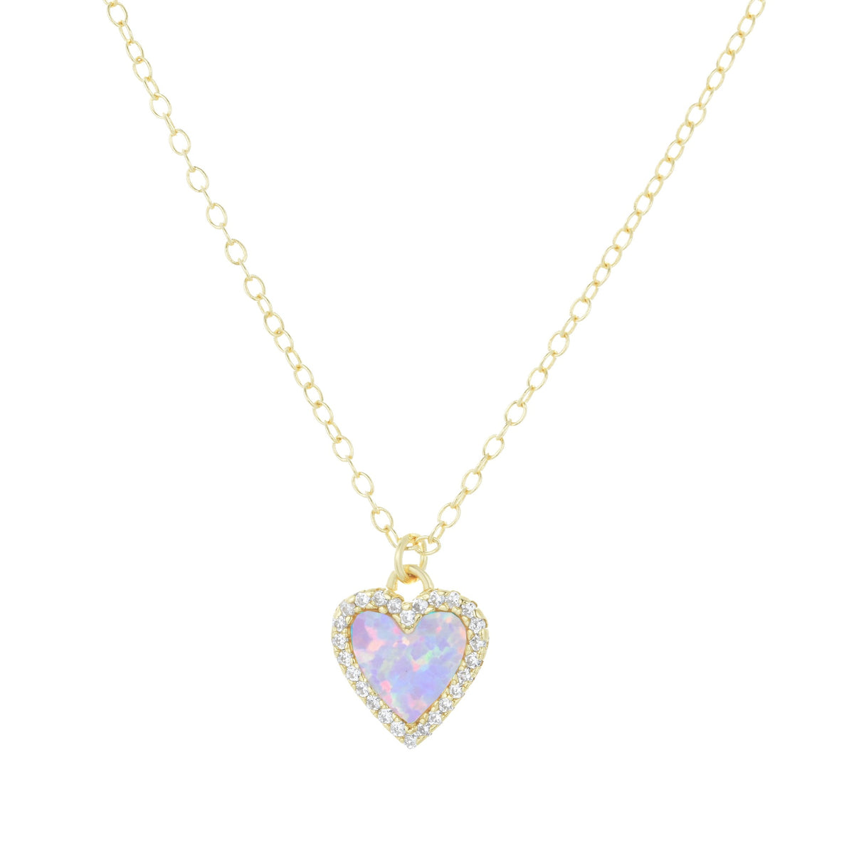 mini opal heart necklace with crystals lavender opal gold
