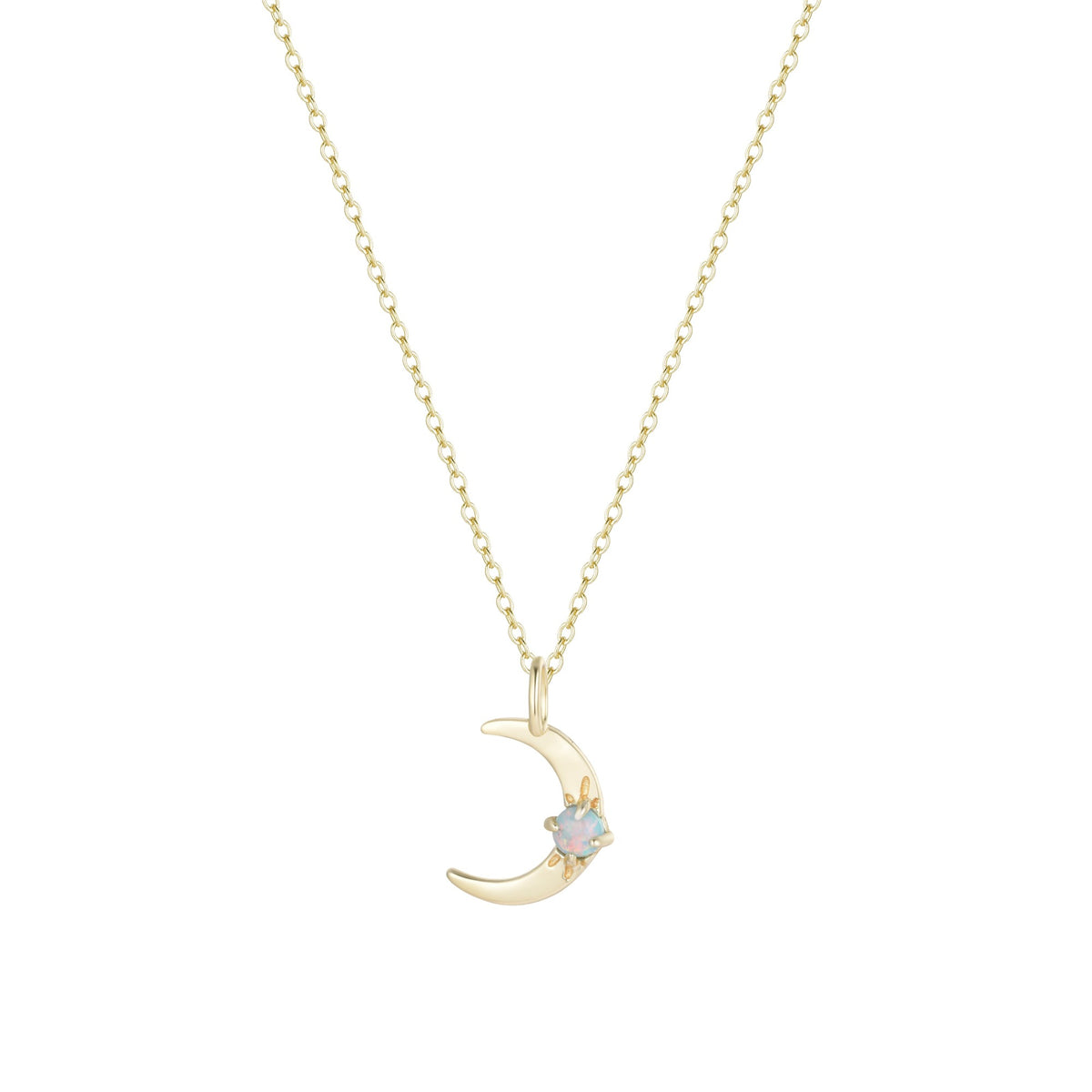 mini opal moon charm necklace