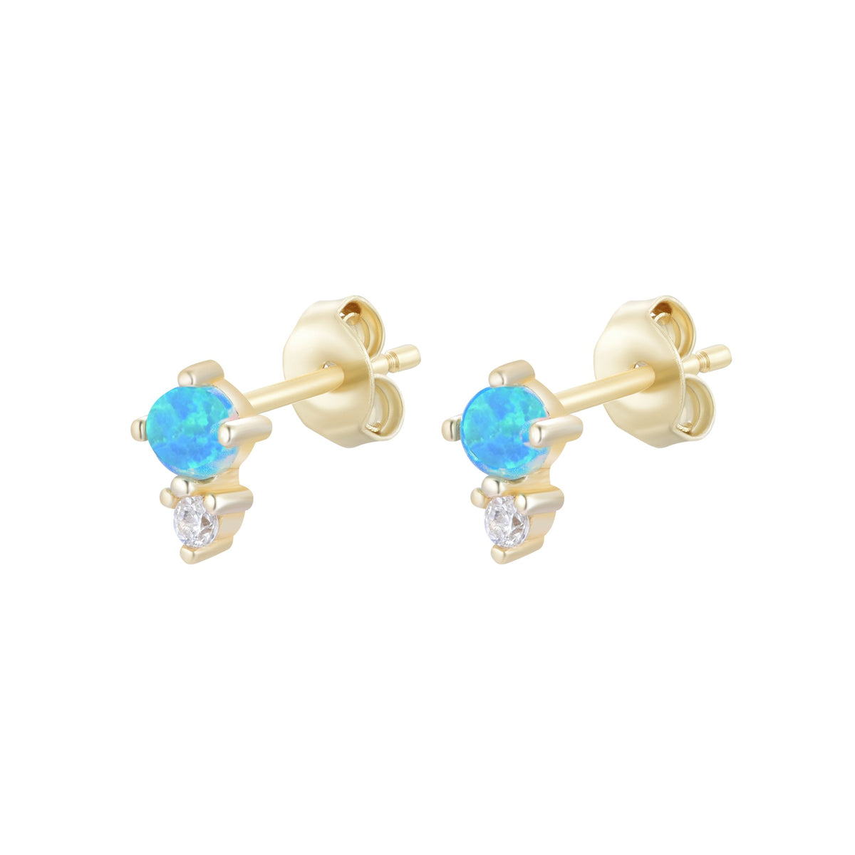 mini opal seed stud earrings blue green opal