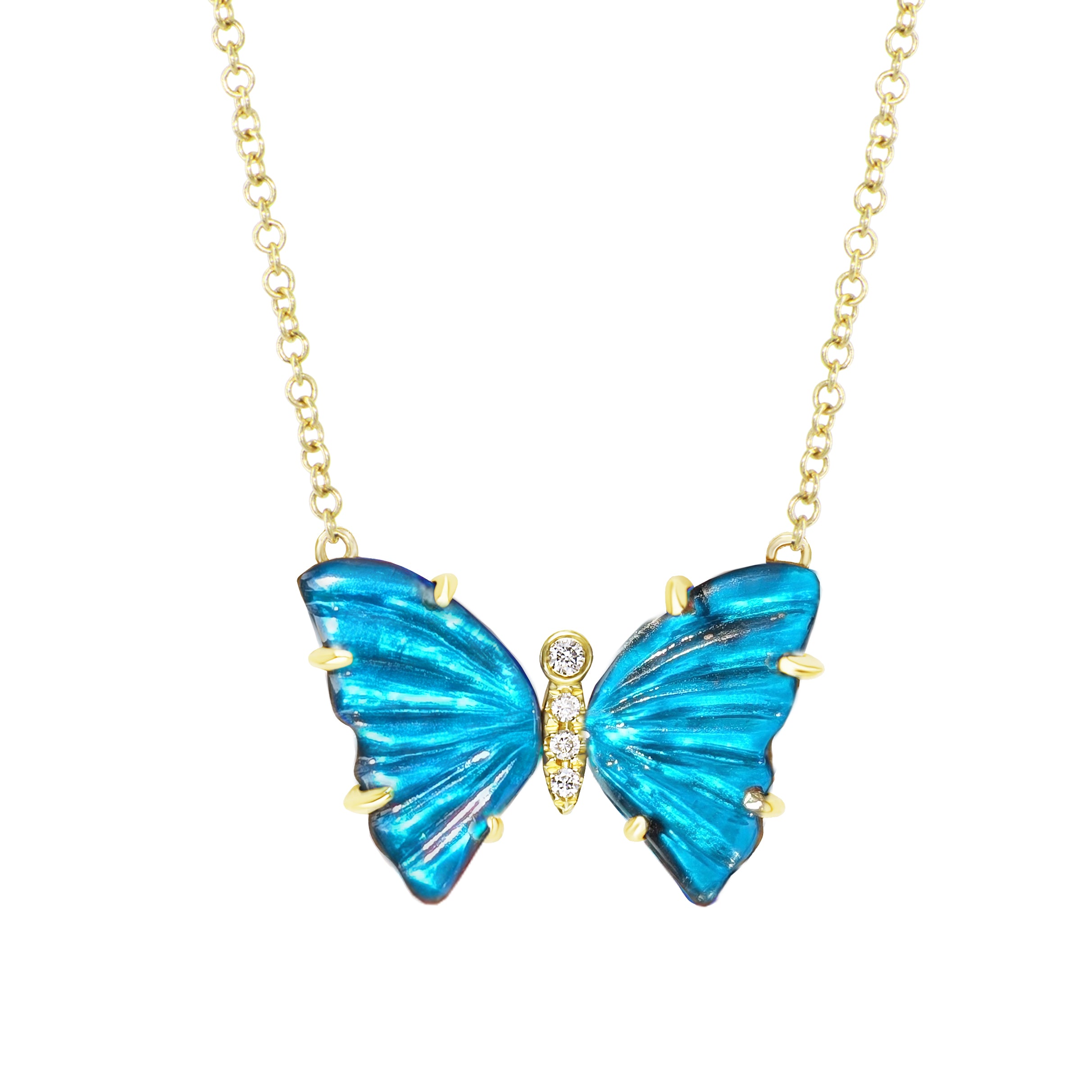 Necklace Topaz Butterfly Blue Morpho Butterfly Necklace With