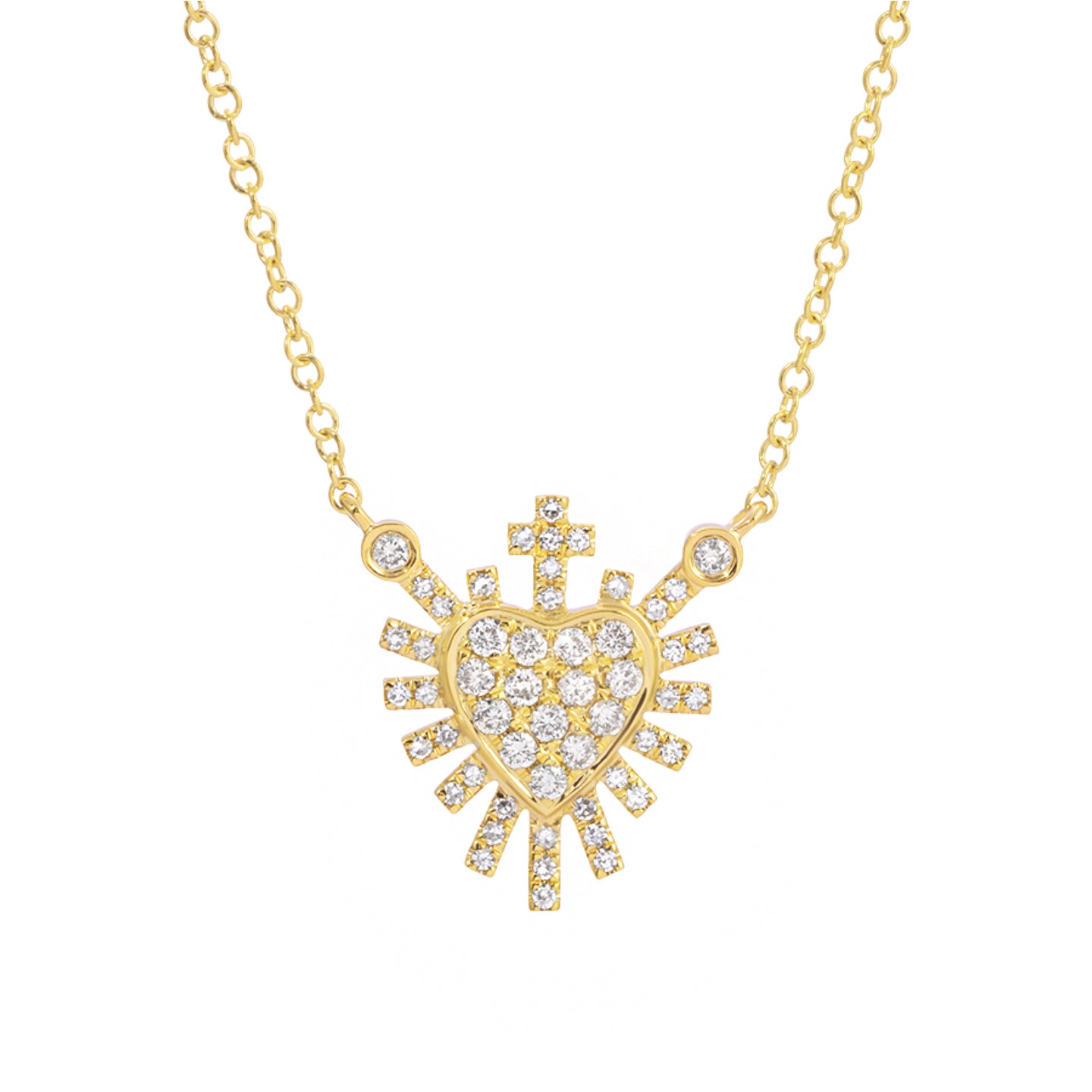 Mini sacred heart necklace with diamonds