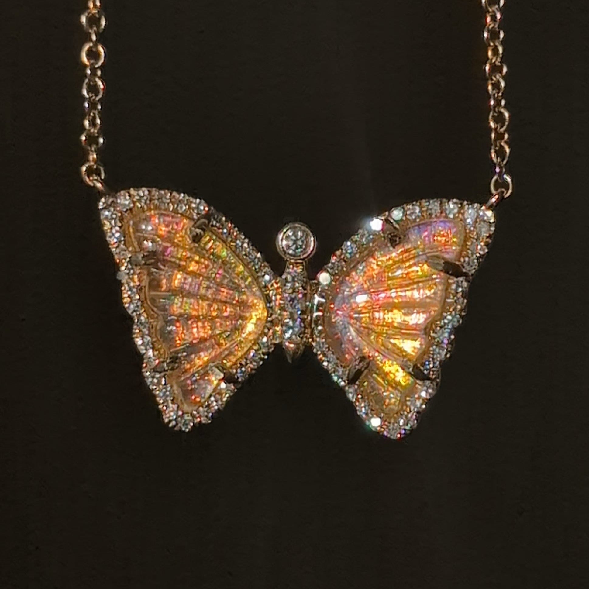 Mini Sunlight Butterfly Necklace with Diamonds