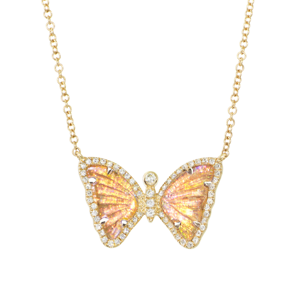 Mini Sunlight Butterfly Necklace with Diamonds