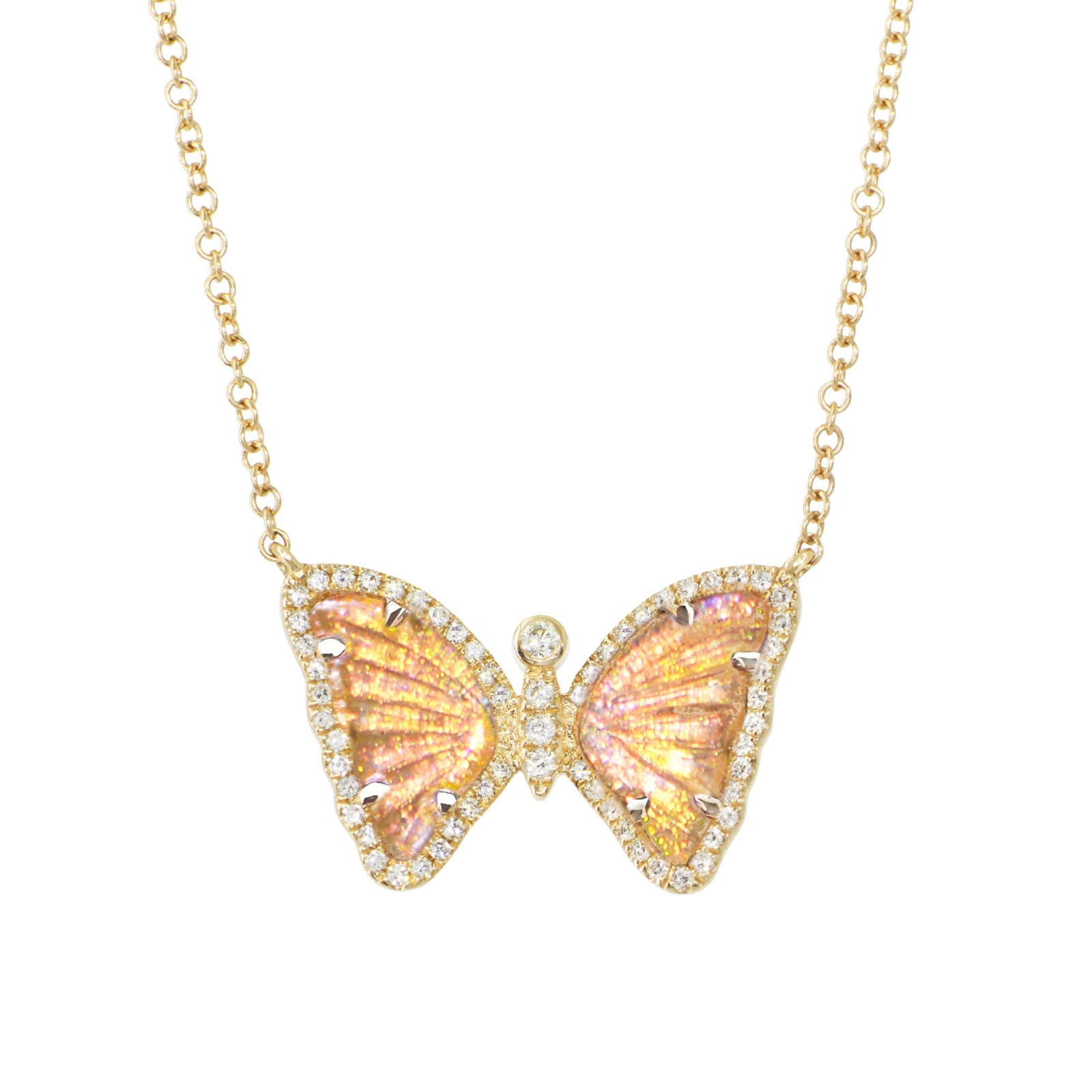 Mini Sunlight Butterfly Necklace with Diamonds