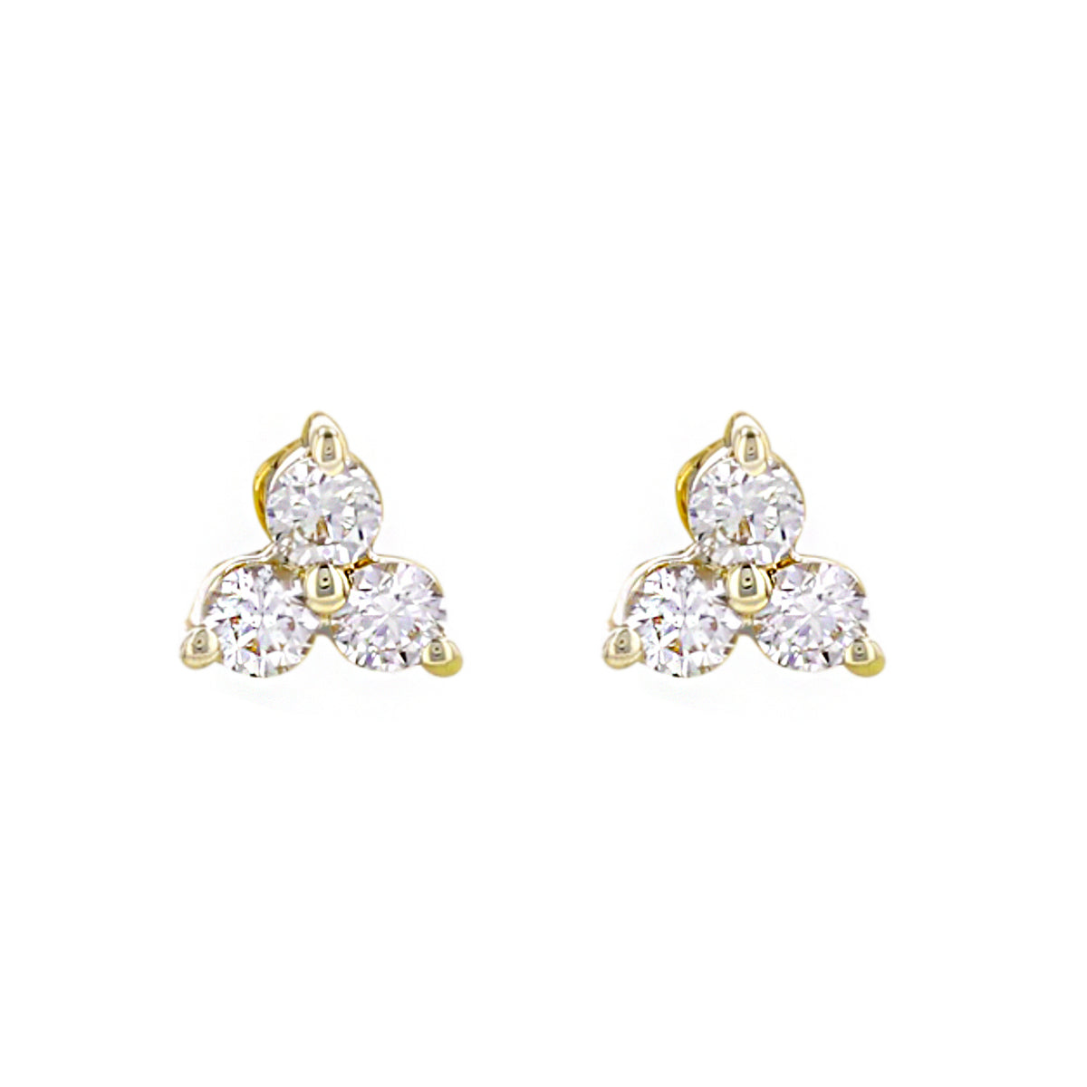 Mini Triple Diamond Stud Earrings