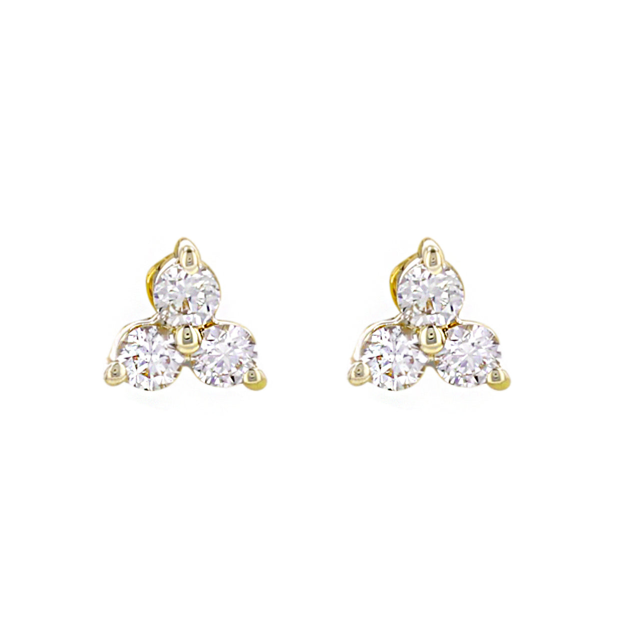 Mini Triple Diamond Stud Earrings