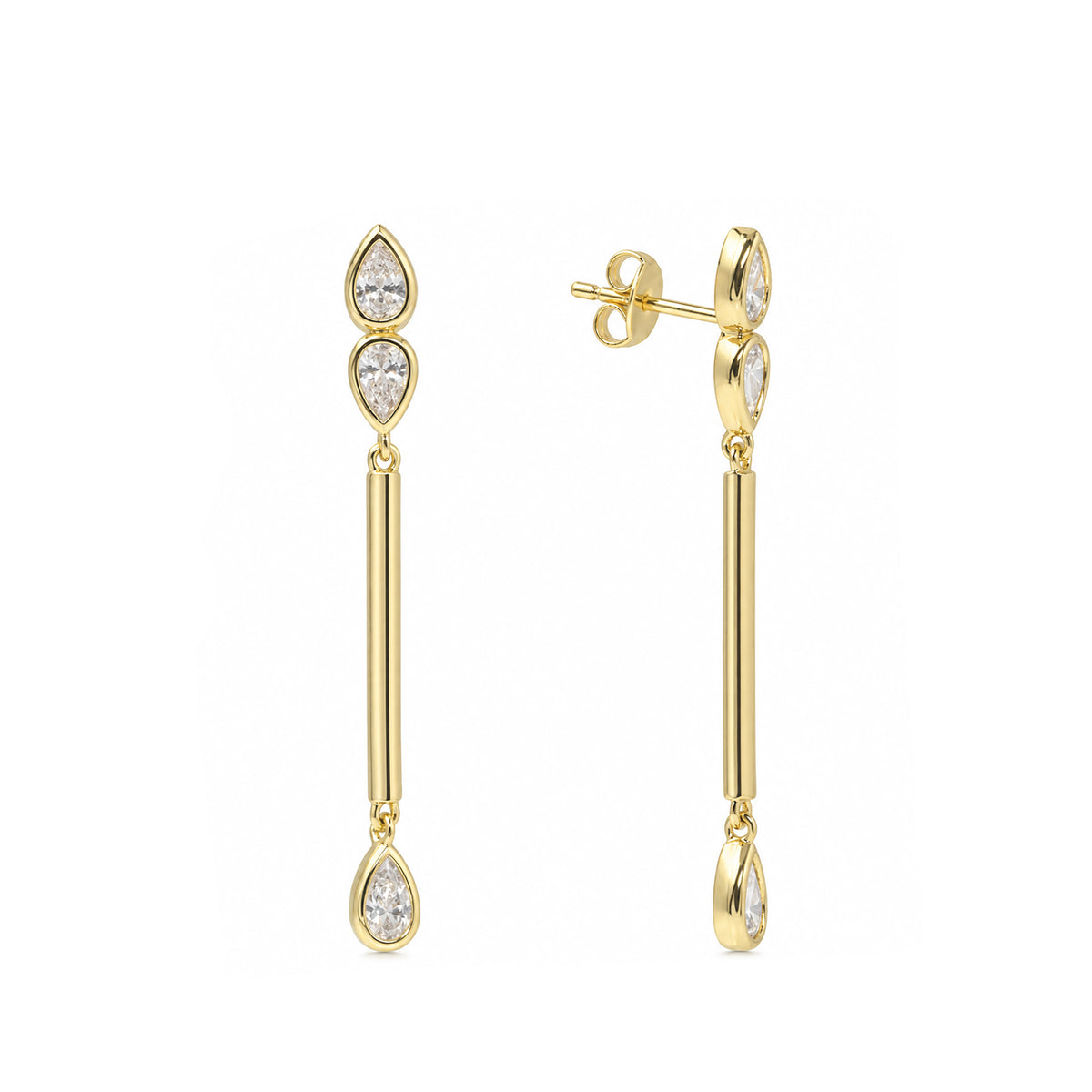 Modern Bar and Pear Drop Earrings