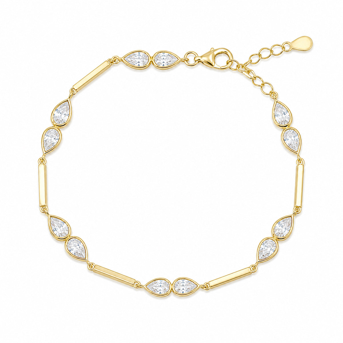 Modern Bar and Pear CZ Connector Bracelet