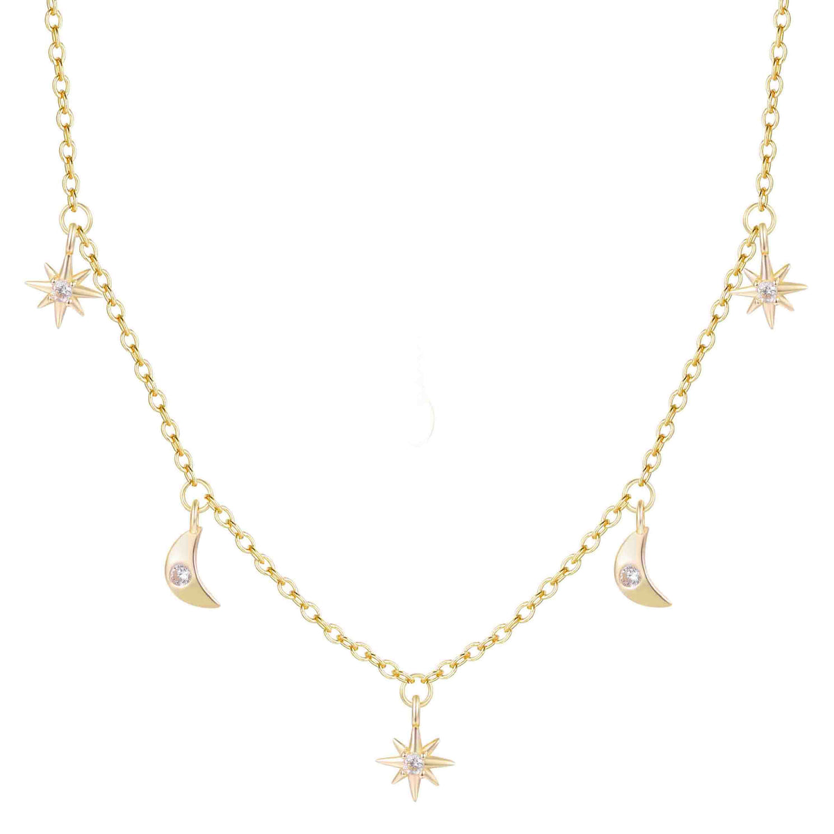 Moon and Stars Celestial Layering Necklace