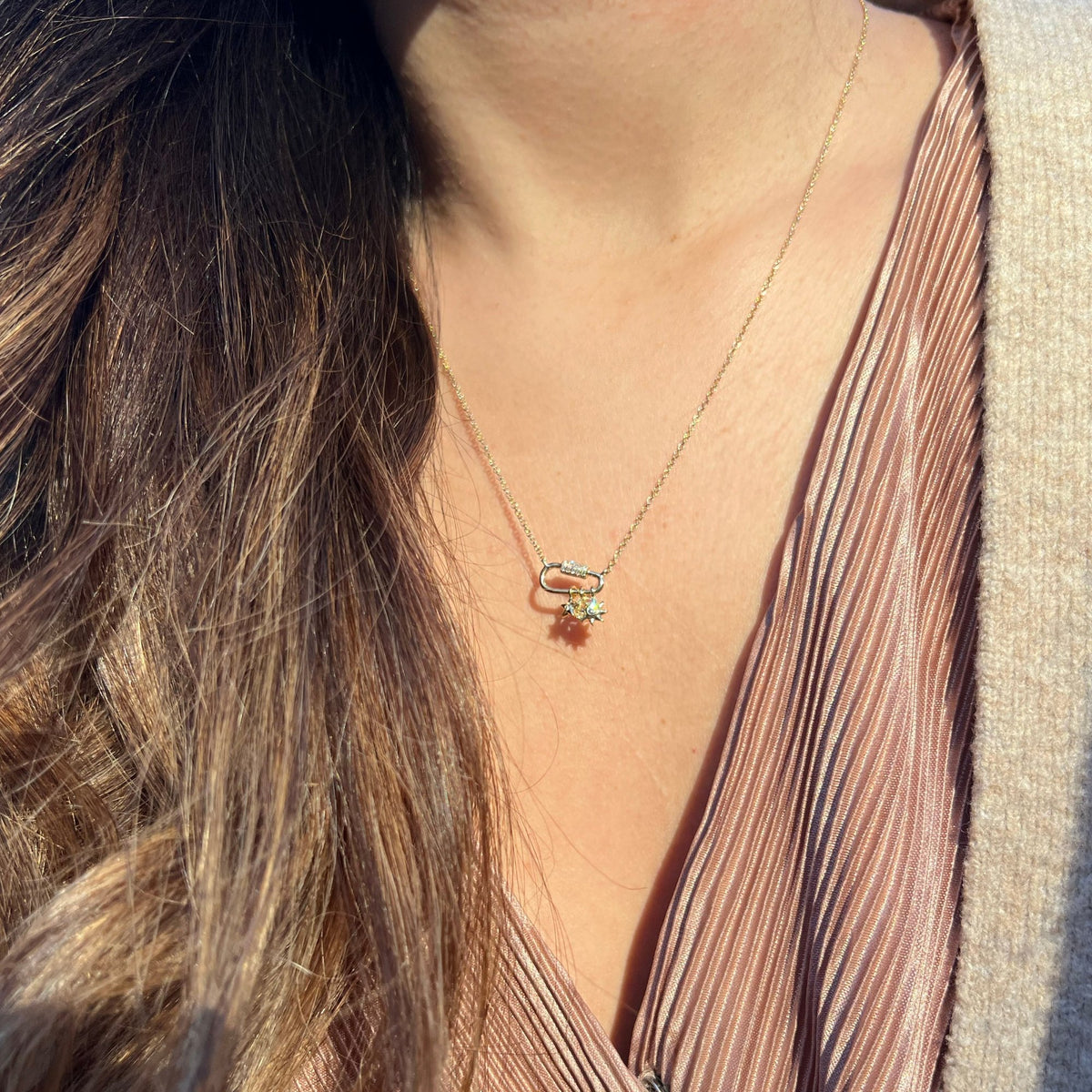 Star Moon and Sun Diamond Charm Necklace