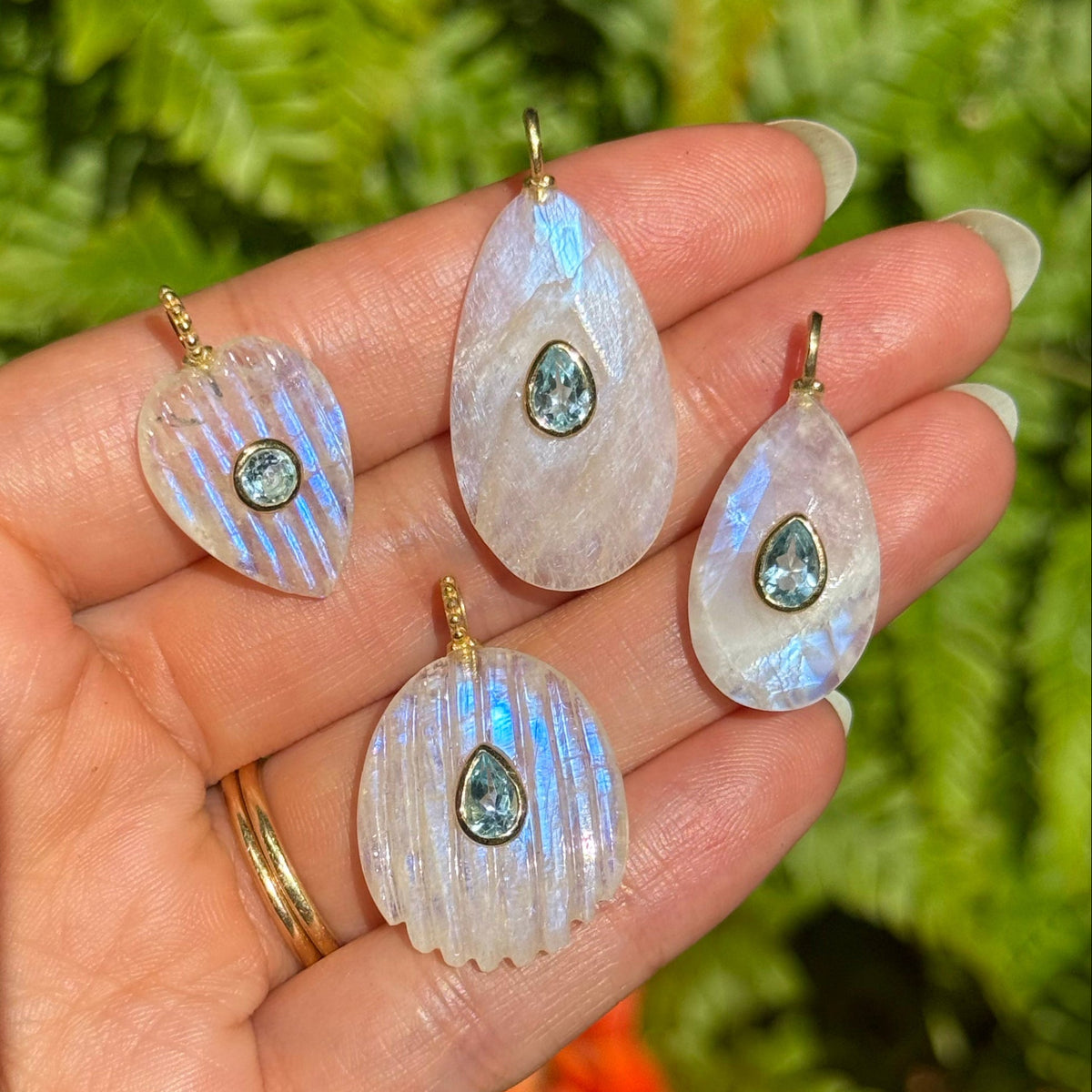 Moonstone Gemstone Pendant With Topaz